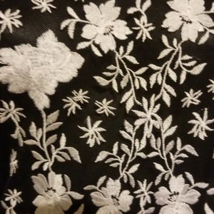 INC black with white floral sheer top